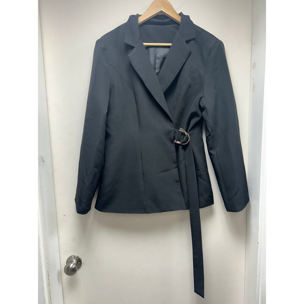 Black Blazer D-Ring Buckle Tie Waist XXL